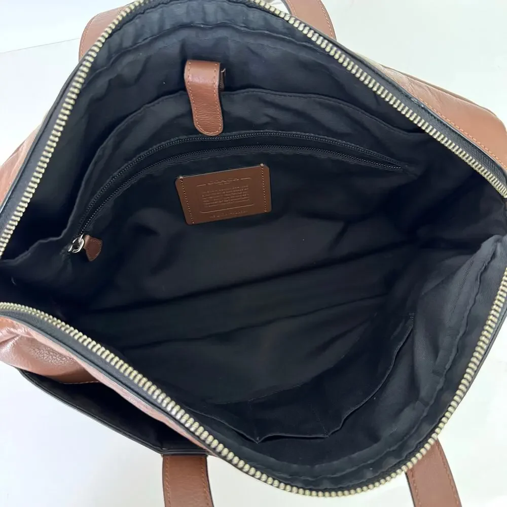 Coach Hamilton Leather Briefcase Laptop Bag Business Travel Saddle Brown F22529